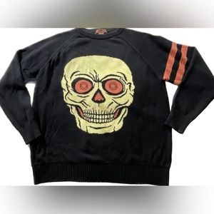 Halloween Black Skull sweater by Beistle, Cotton-Acrylic Blend, Unisex XL